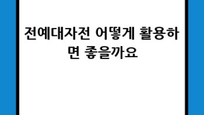 전예대자전: 모든 궁금증을 해결해 드립니다!